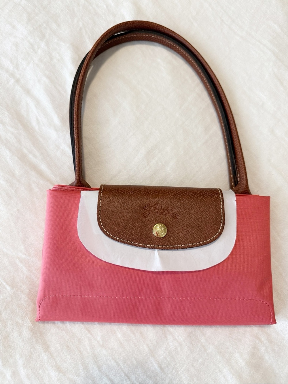 Authentic Longchamp Le Pliage Medium Shoulder Tote - Grenadine Pink - Picture 3 of 10